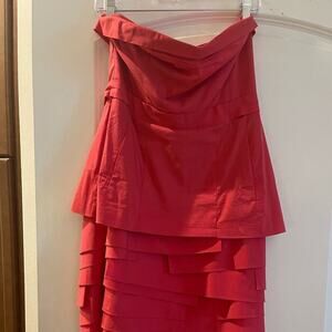 Dress bustier dress empire red size 10. Peplum & flat layers . Slenderizing